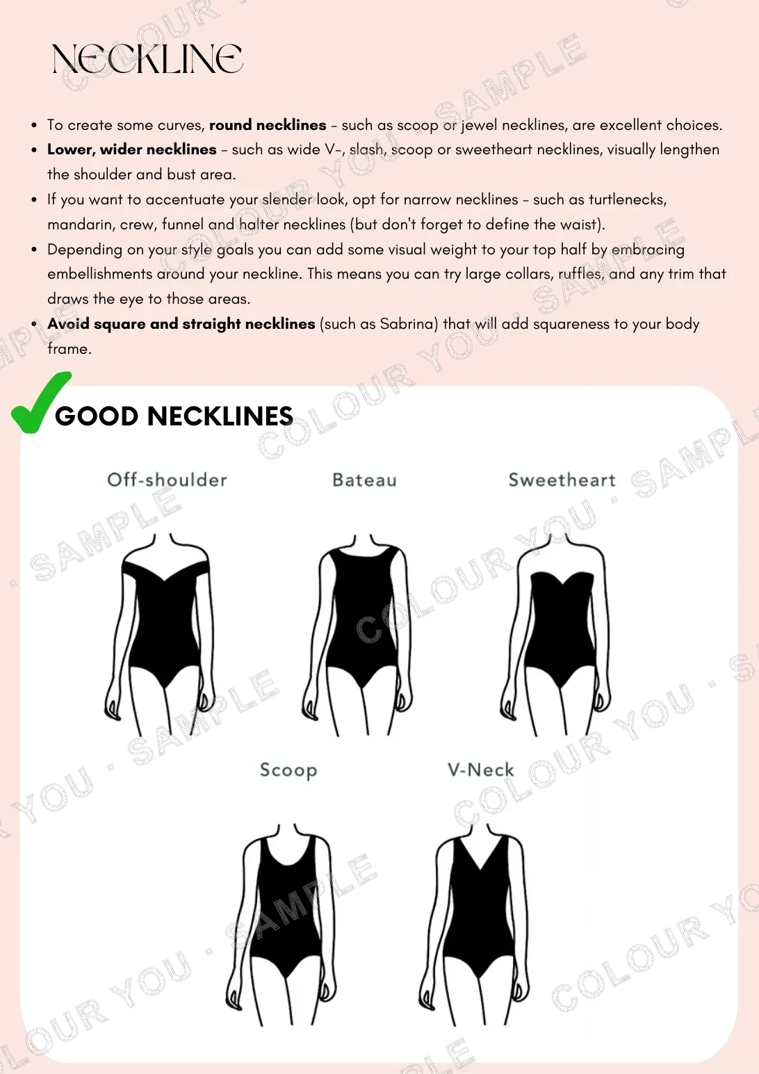 Personalised neckline recommendation page